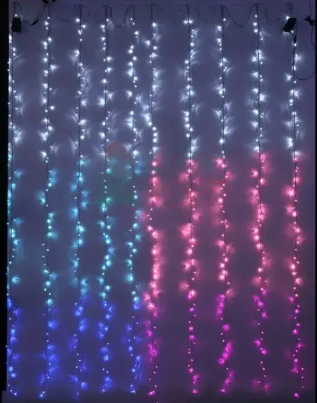 Занавес с эффектом бегущий огонь 2*1.6 м., 24V, 150 LED ламп бело - розового цвета, прозрачный провод, Beauty Led (ESI150-SH10-1WP)