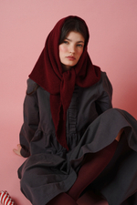 Косынка из кашемира с мериносом винного цвета