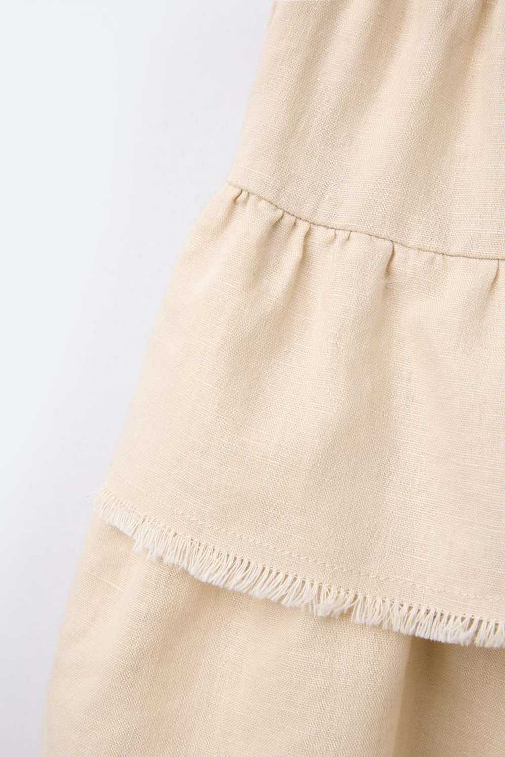 ZARA ЮБКА-ШОРТЫ ИЗ СМЕСОВОГО ЛЬНА С ВОЛАНАМИ, БЕЖЕВЫЙ