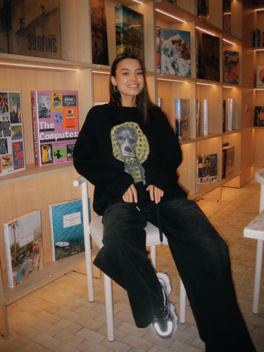 Толстовка утепленная с принтом собаки женская