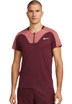 Теннисное поло Nike Dri-Fit Advantage Slam Tennis Polo - night maroon/white - Red