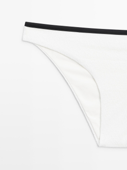 Massimo Dutti Плавки бикини из рельефной ткани со сборками, белый