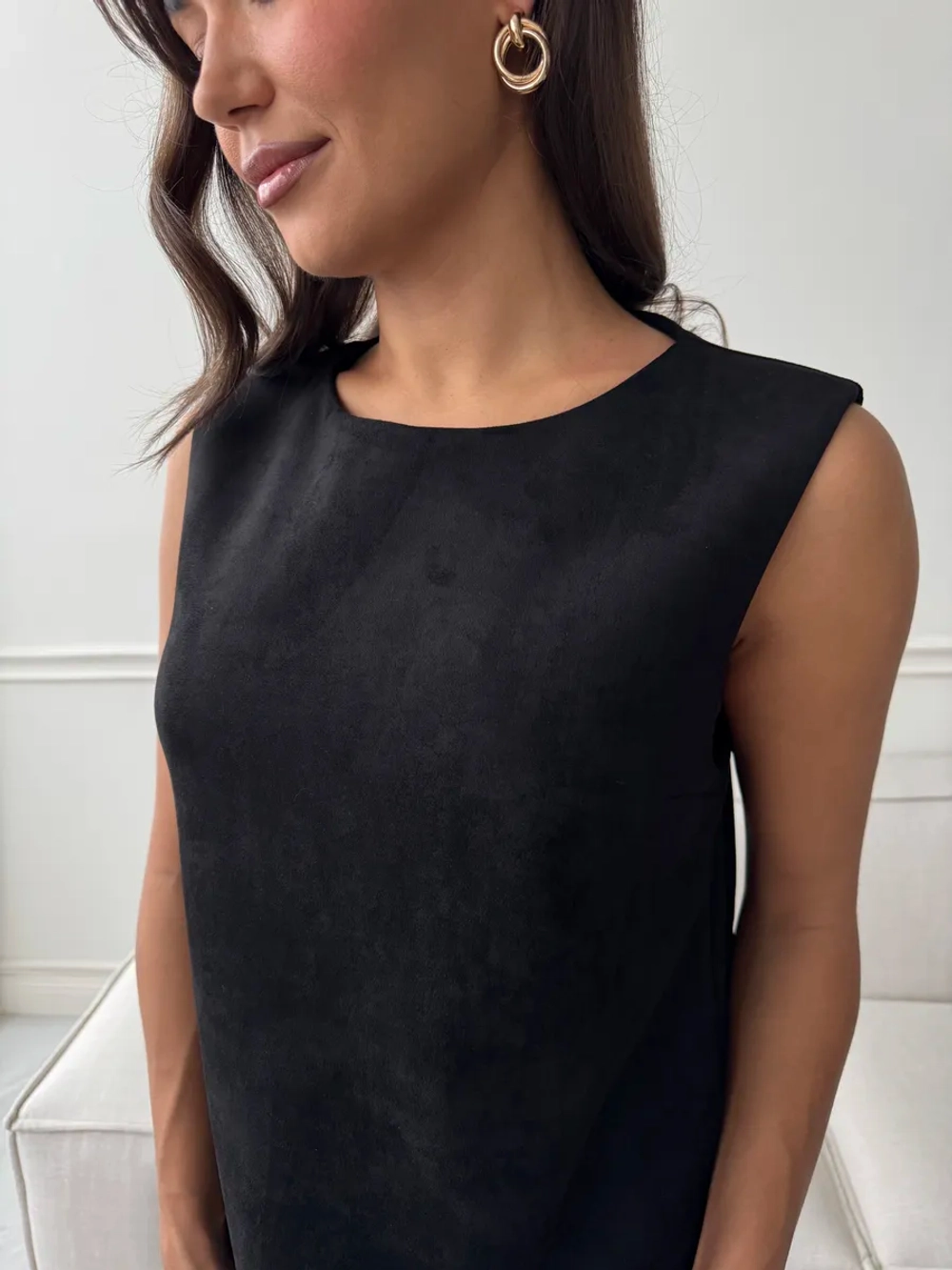 Платье сарафан праздничное офисное замшевое А силуэт