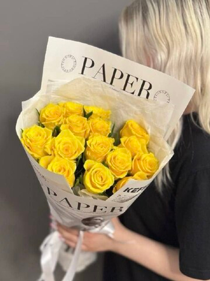 Букет из 15 желтых роз (Кения 40 см)