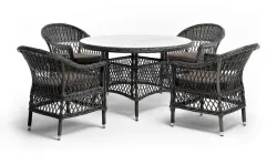 "Дольче" обеденная группа из искусственного ротанга, цвет графит