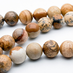 "Яшма пейзажная" бусины, диаметр 10,4-10,6 мм, цена за 18 шт (1/2 нити)