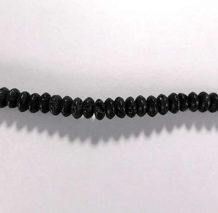 Бусина из лавового камня, фигурная, 3x6 мм (рондель, гладкая)