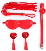 Пикантный набор БДСМ из 4 предметов в красном цвете (Цвет: красный)