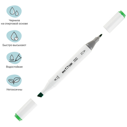 Набор двусторонних маркеров для скетчинга 6 цв., основные цвета, корпус трехгранный, пулевид./клиновид.наконечники, ПВХ-бокс, MESHU