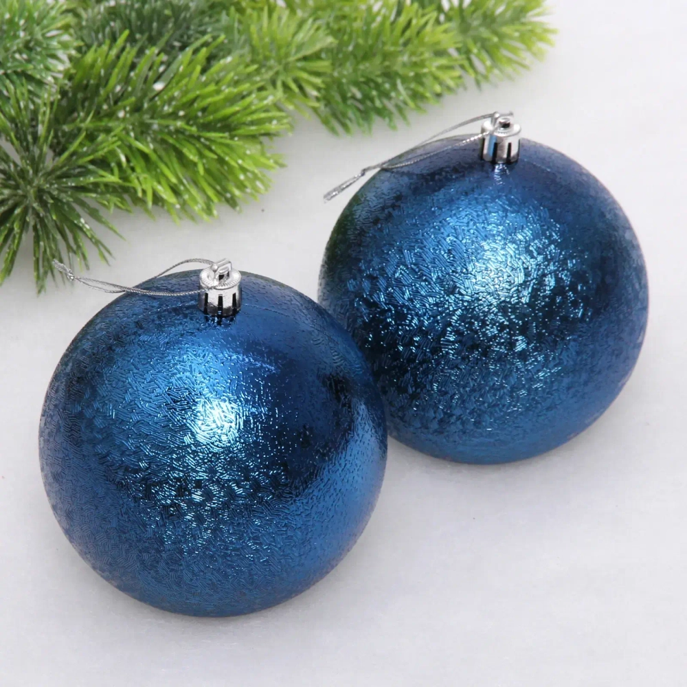 Новогодние шары 10см (набор 2шт) «Мягкий блеск», сапфир