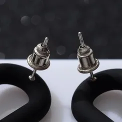 Серьги металл "Цепь" кольца, 3 звена, цвет серебристо-чёрный