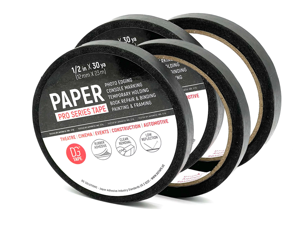 Masking Tape Professional - клейкая лента бумажная цвет ЧЕРНЫЙ 12 мм х 23 метра / 4 штуки /