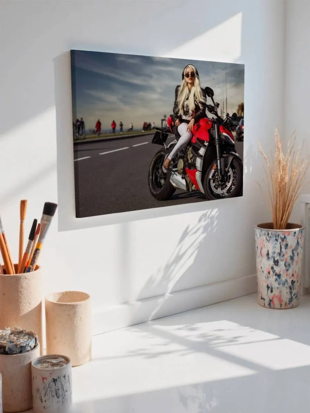 Картина на стену 40 X 50 Девушка на мотоцикле