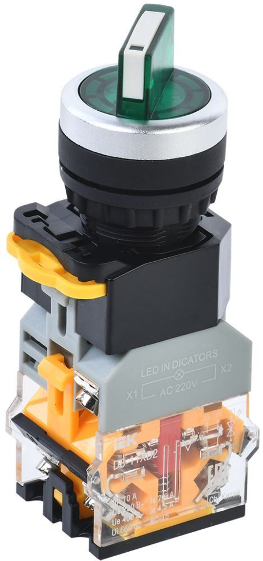 Переключатель D8-11XD2 на 2 положения 1з+1р с подсветкой зеленый IEK