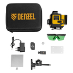 Лазерный уровень мультипризменный DLV-360-4C, 30 м, зеленый луч, Li-Ion 2,4 Aч, кейс// Denzel