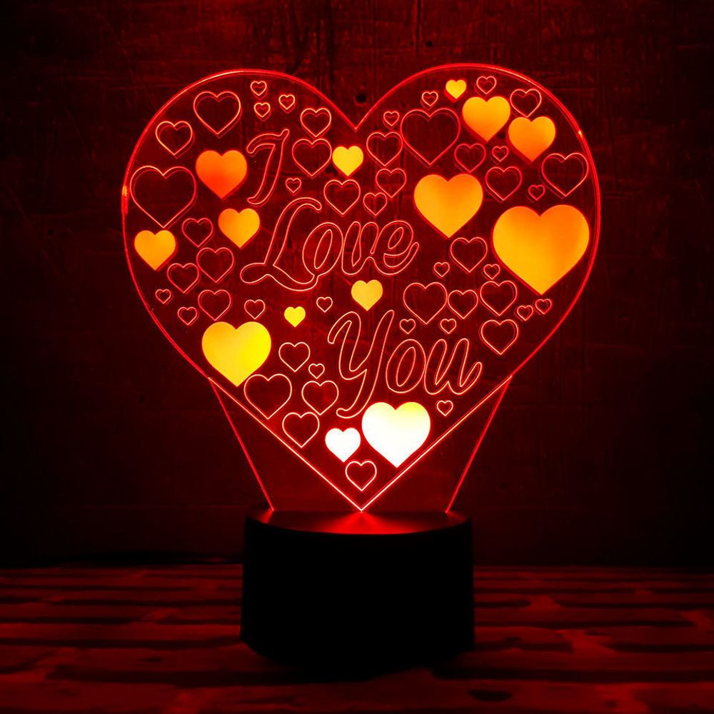 Ночник детский 3D Светильник Сердце I Love You