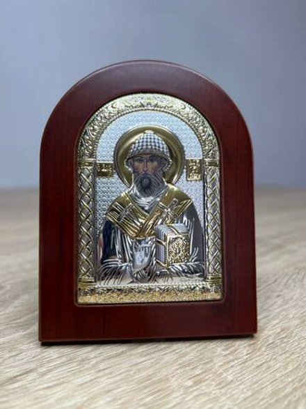 Спиридон, икона арочная, красное дерево, 86х112