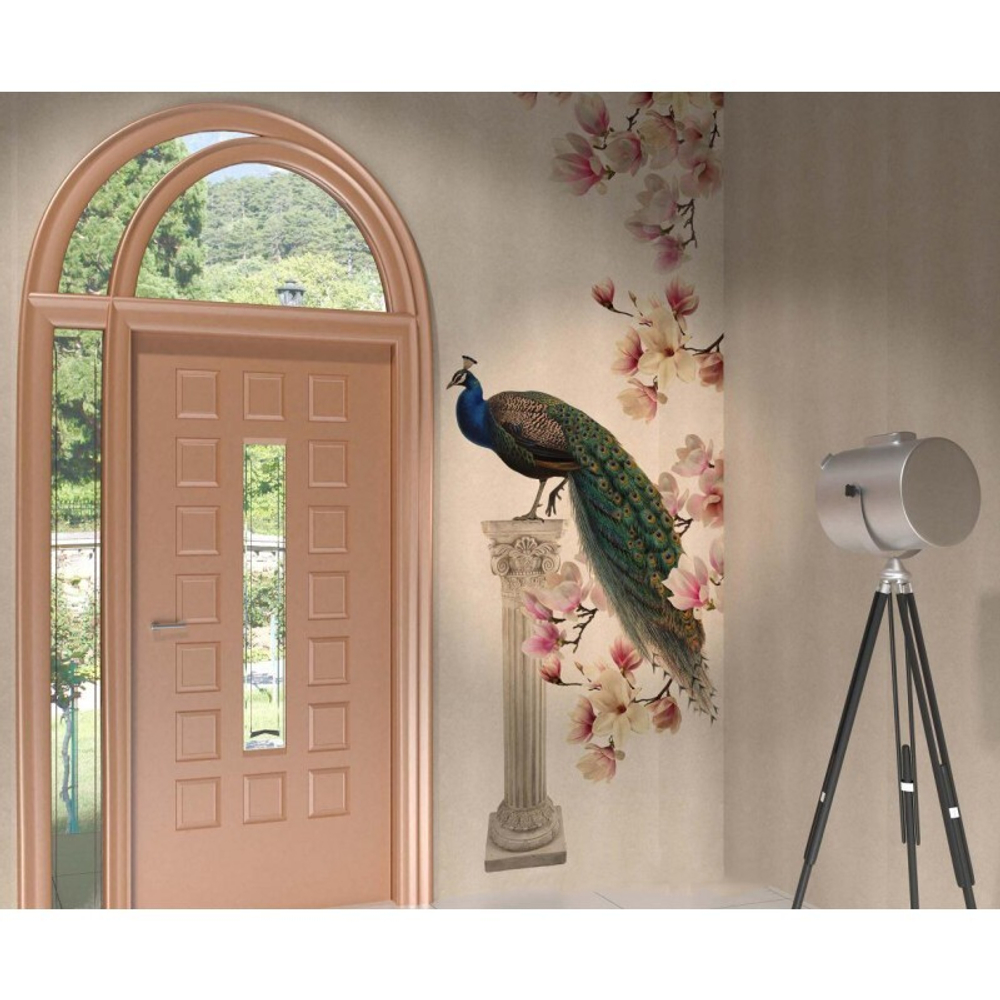 Ламинированная панель ПВХ ВЕК с цифровой печатью Жемчужный шелк - Павлин 2700х250мм