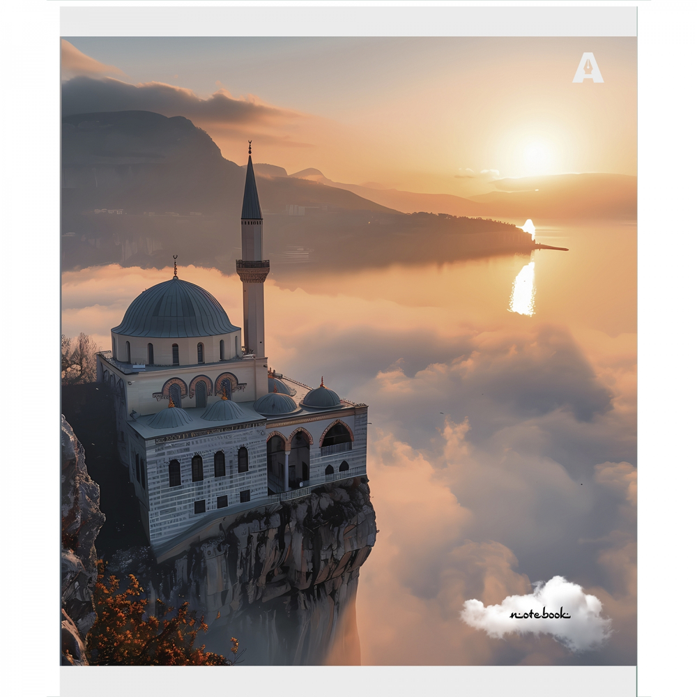 Тетрадь 36 л., А5, клетка, Alingar "Мечети", скрепка, офсет, мелованная бумага, 5 дизайнов в пленке т/у