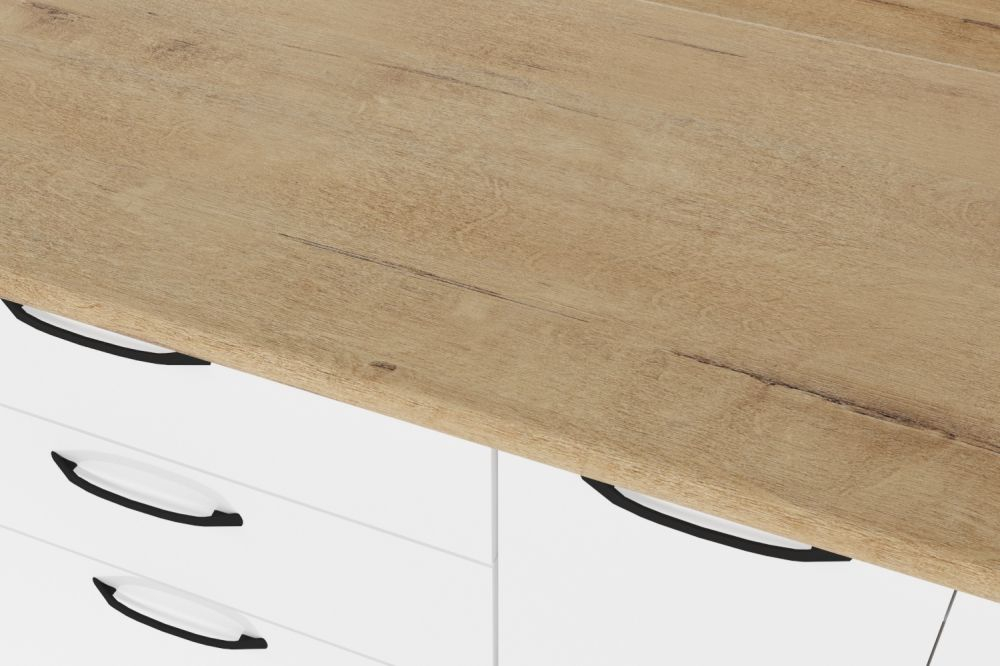 Кухонный гарнитур Жасмин экстра 1 3000мм (Белый глянец/Белый, Дуб бунратти)