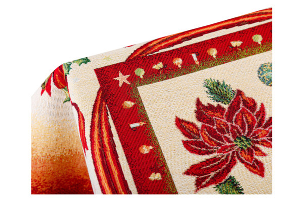 Скатерть прямоугольная 140х260см Mix&Match Home Новогодние игрушки красная