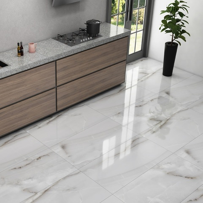 Глазурованный керамогранит Arcadia Ceramica Onyx Line Grey 60x120 см 1.44 м² глянцевый цвет светло-серый