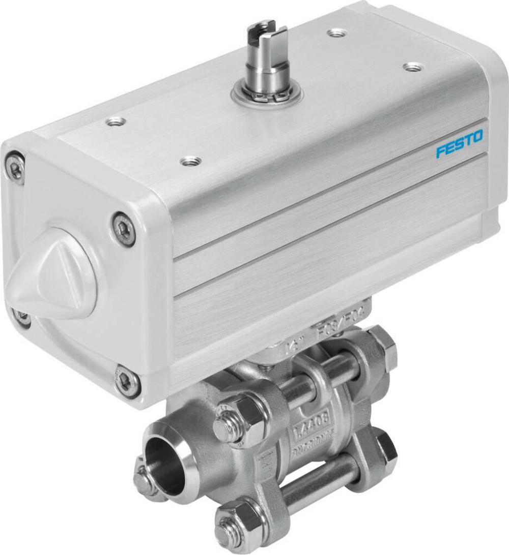 Шаровой кран с приводом Festo VZBA-1/2-WW-63-T-22-F0304-V4V4T-PP15-R-90-C Ру63 Ду15 (PN63 DN15)