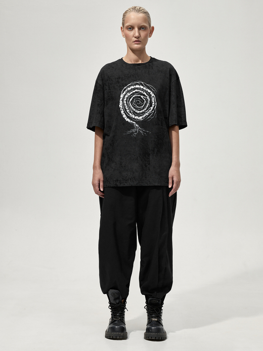 Футболка с принтом "Некому березу заломати". Черно-серая