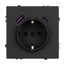 Механизм розетки с USB зарядкой SCT-NOBE-MUAC-SFPL-BK (230V, 16A) (Arlight, -) 054285