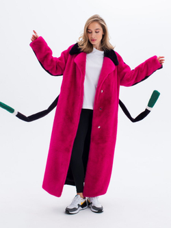Шуба искусственная, фуксия, Северина
