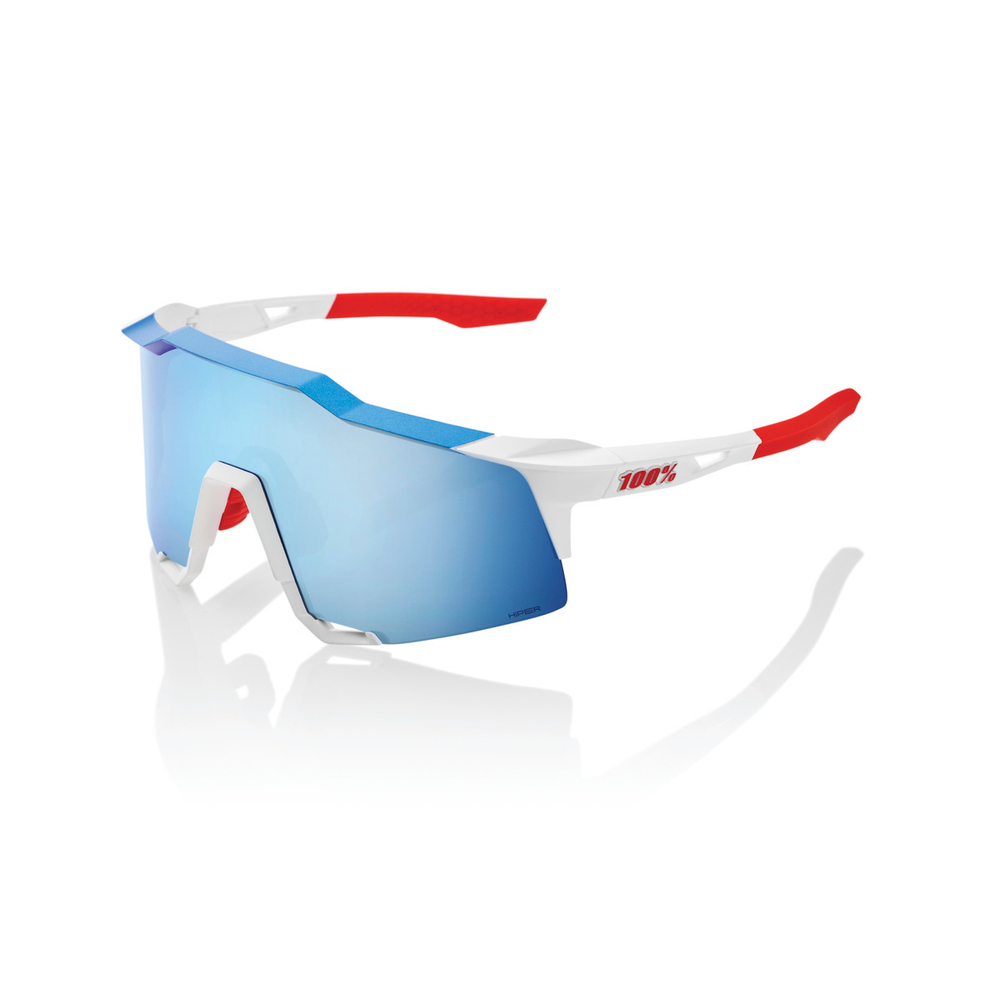 Спортивные очки 100% Speedcraft / TotalEnergies Team Matte White/ / Metallic Blue HiPER NL Mirror Lens