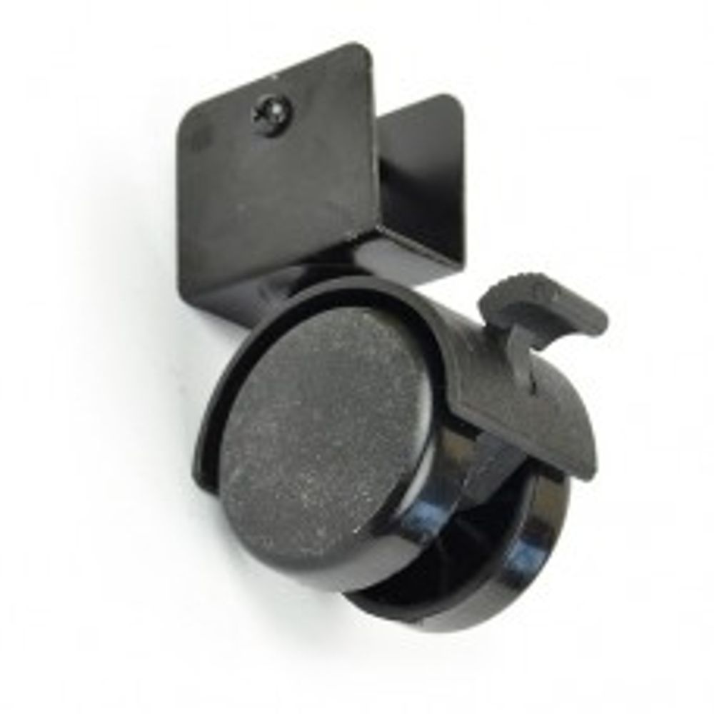 Колесо 40мм с тормозом под ДСП, черный пластик