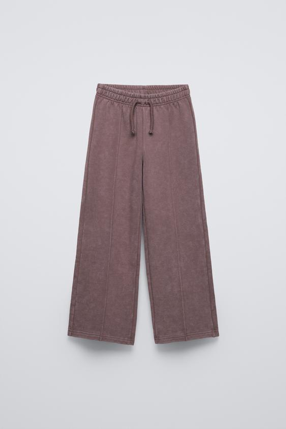 ZARA БРЮКИ WIDE LEG ИЗ МЯГКОЙ ТКАНИ С ЭФФЕКТОМ ПОТЕРТОСТИ, КОРИЧНЕВЫЙ