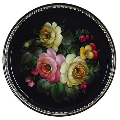 Жостовский поднос декоративный, размер 30 см (A9), металлический