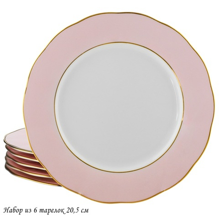 Lenardi 108-365 Набор из 6 тарелок 20,5см PINK в под.уп.(х8)Фарфор
