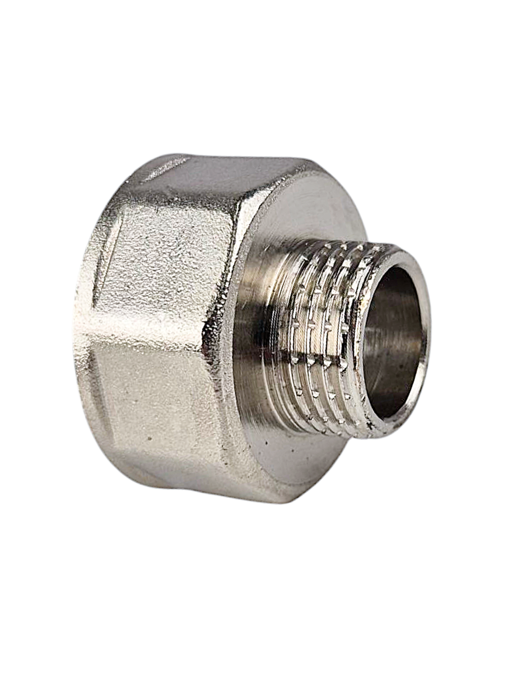 Муфта переходная, латунь, внутренняя резьба 1 1/4"х1/2", никель, RTP