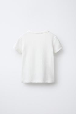 ZARA ФУТБОЛКА В РУБЧИК, БЕЛЫЙ