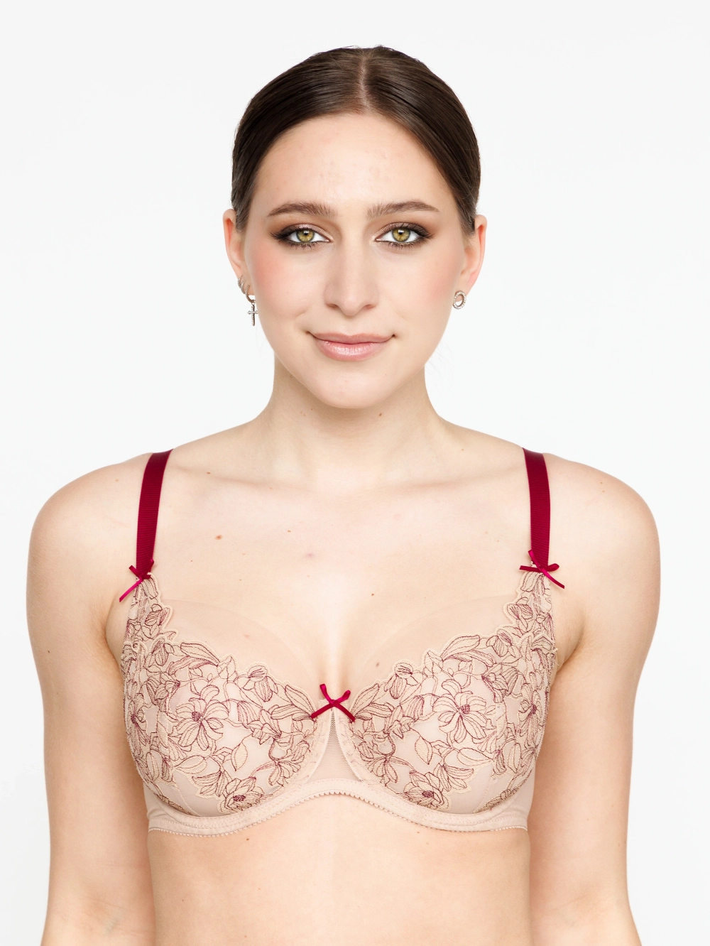 Бюстгальтер Zebra балконет мягкая чаша на каркасах (скин/бургундия)