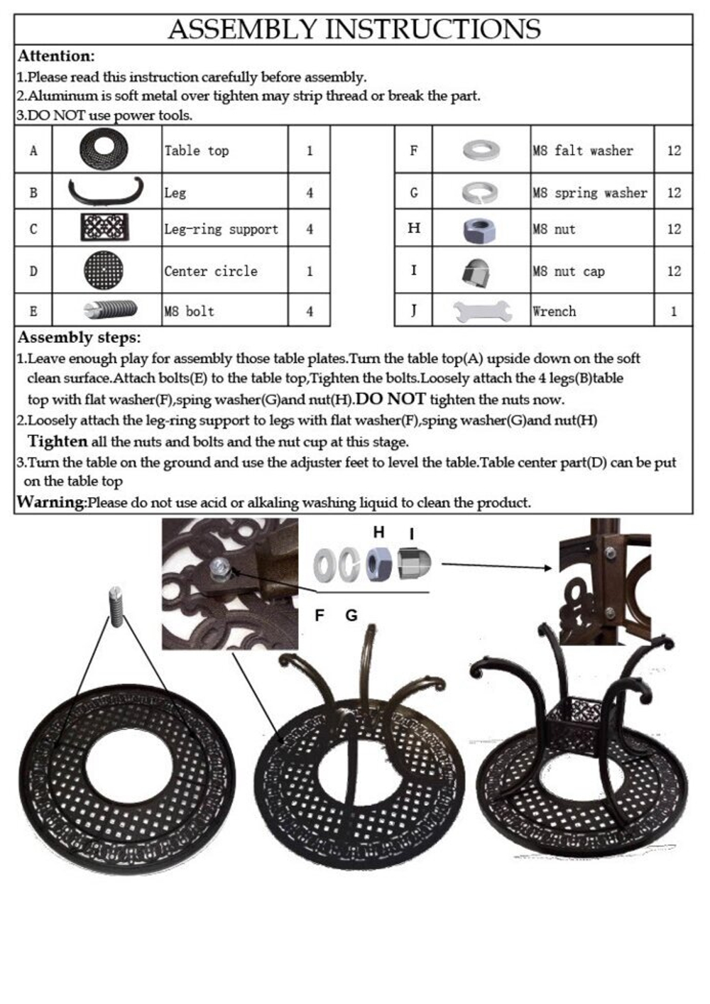 Металлическая обеденная группа из литого алюминия, бежевый