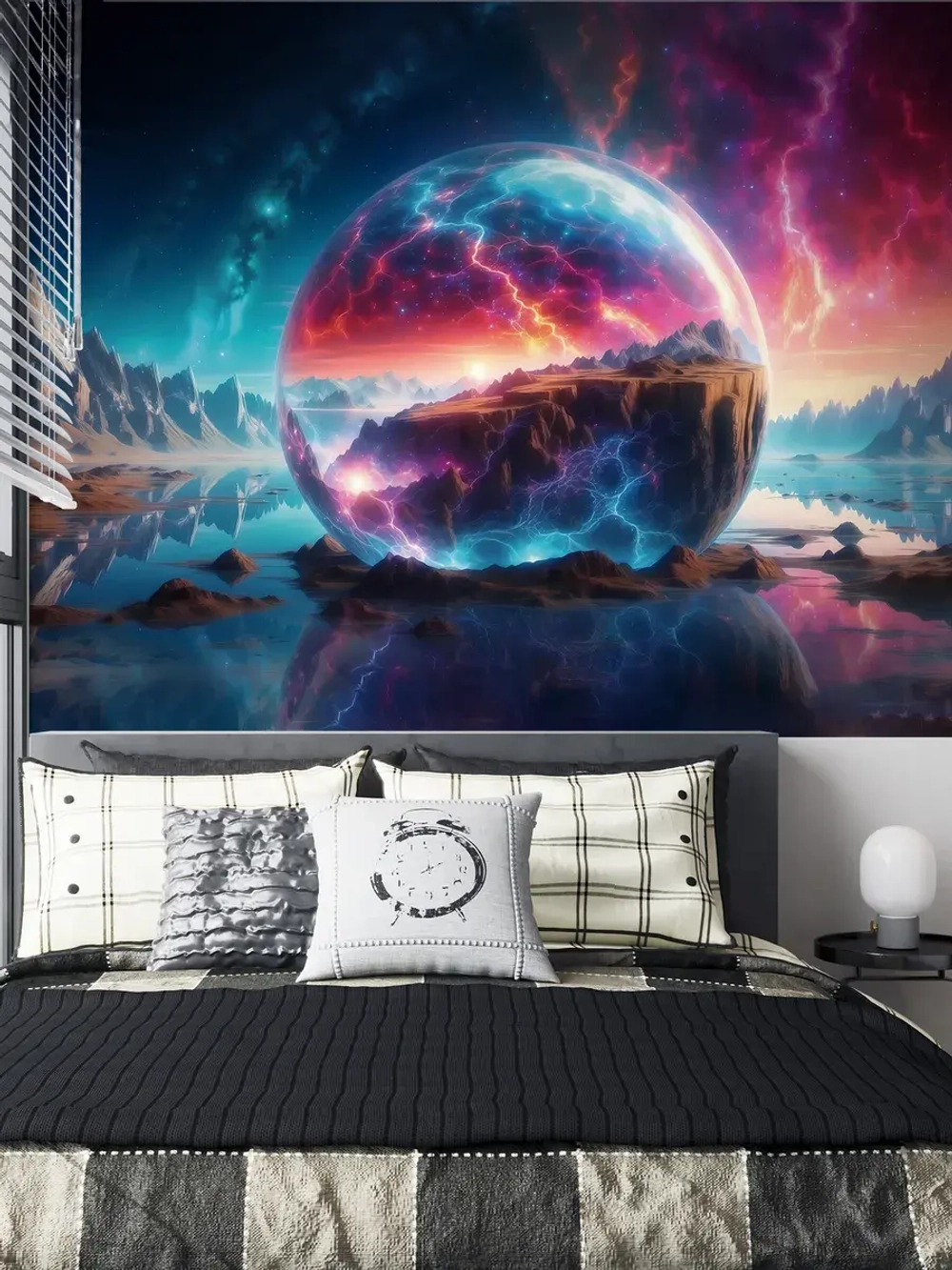 3D Фотообои пейзаж космос и горы