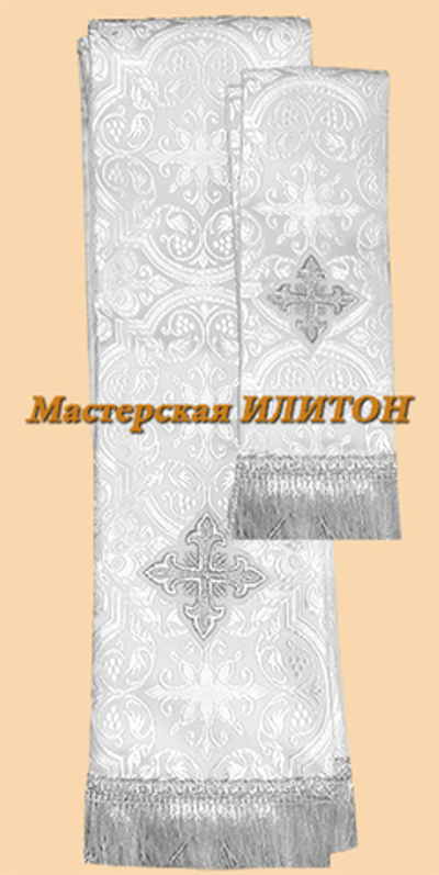 Закладка белая с серебром для Евангелия и Апостол из парчи.