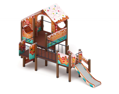 Детский игровой комплекс Теремок (Пряничный домик) ДИК 1.07.01-02 горка Н=900