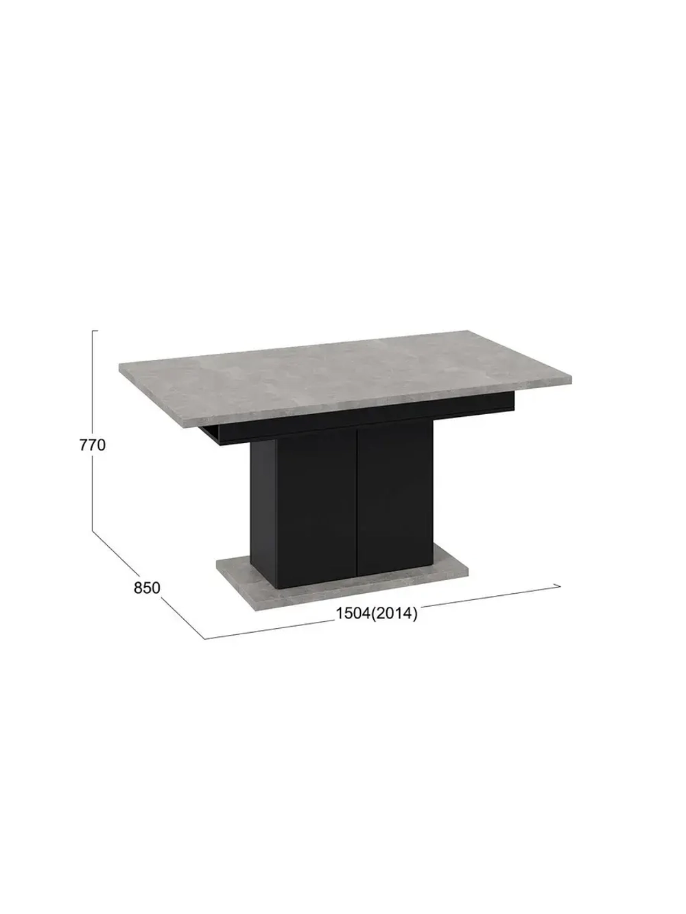 Стол кухонный Черный 150 (201)х85х77 см