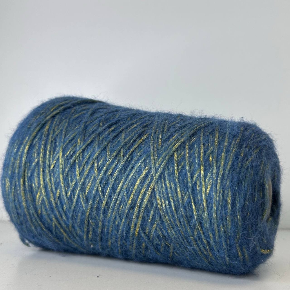 FLUFFY - E.Miroglio; 78% меринос, 22% люрекс; шнурок; 380м/100гр; col. 9D3, цвет: петроль с золотистым люрексом