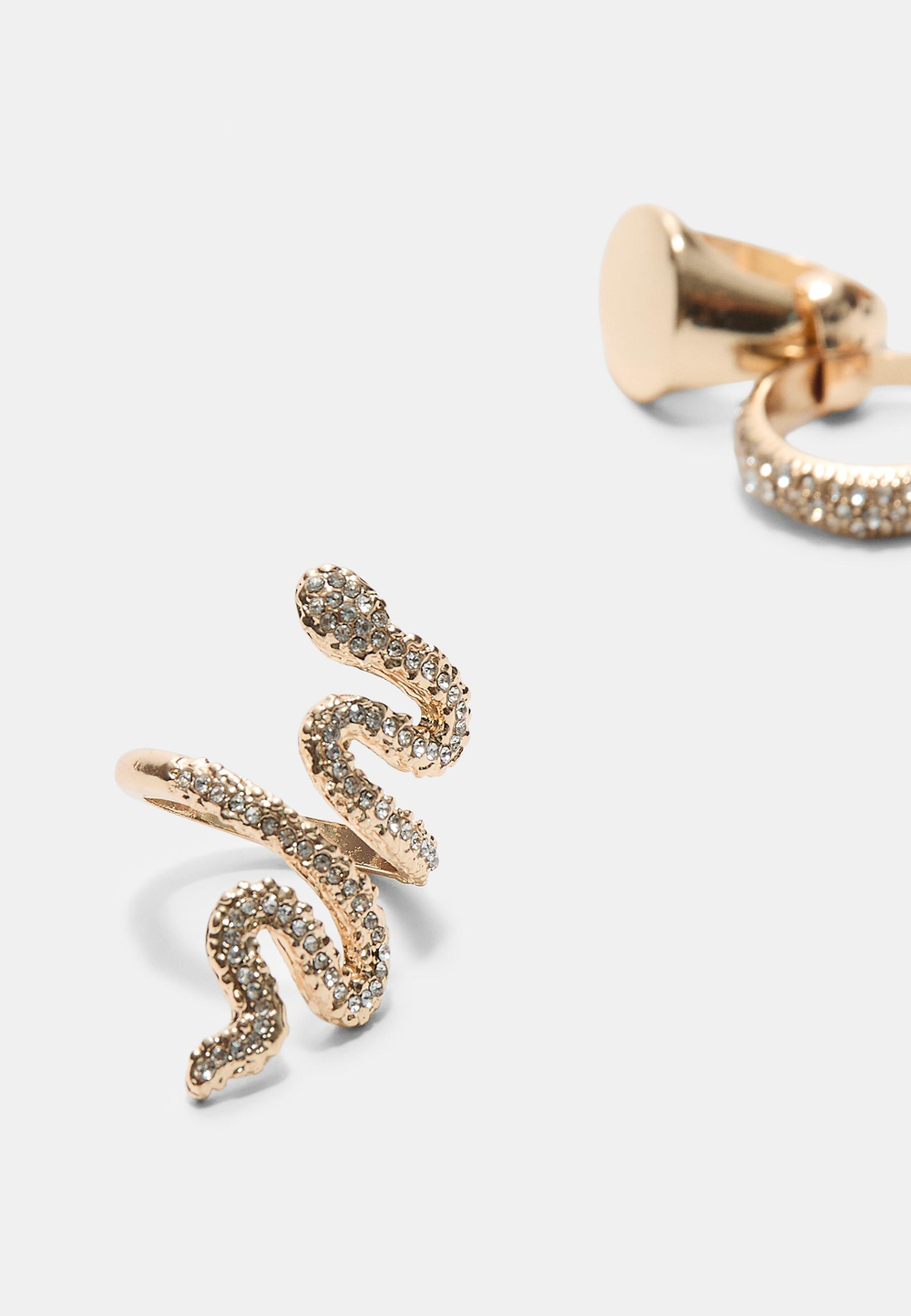 STRADIVARIUS Набор из 3 колец со стразами, золотой