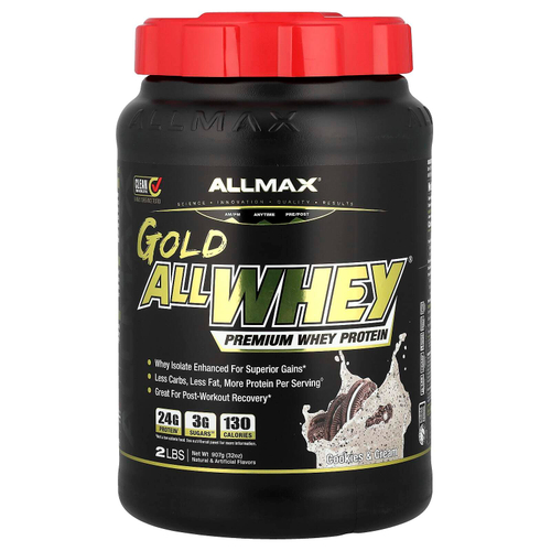 ALLMAX, GOLD ALLWHEY®, сывороточный протеин премиального качества, печенье и сливки, 907 г (32 унции)