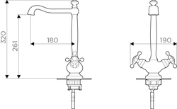 Смеситель для кухни OMOIKIRI KAGOSHIMA-C (OKAG-CR-35), хром схема