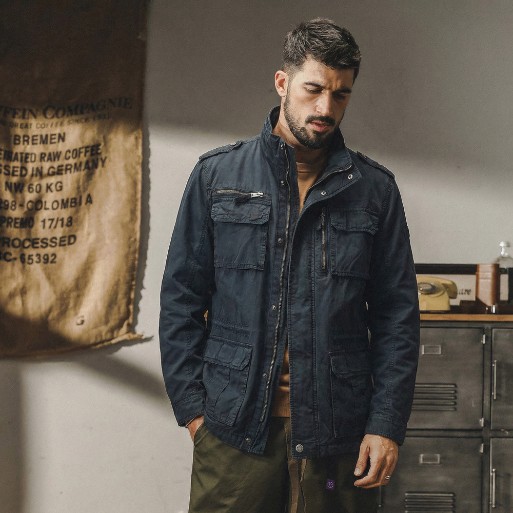 Удлинённая ветровка в Американском ретро стиле из натурального хлопка без капюшона.