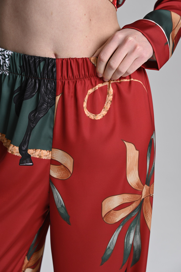 Шелковые брюки с лошадьми - L размер