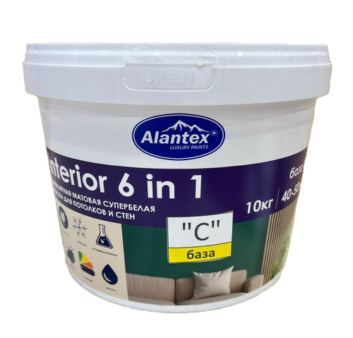 КРАСКА ДЛЯ СТЕН И ПОТОЛКОВ INTERIOR 6 IN 1 МАТОВАЯ  БАЗА  C 10 КГ (4870233517547)